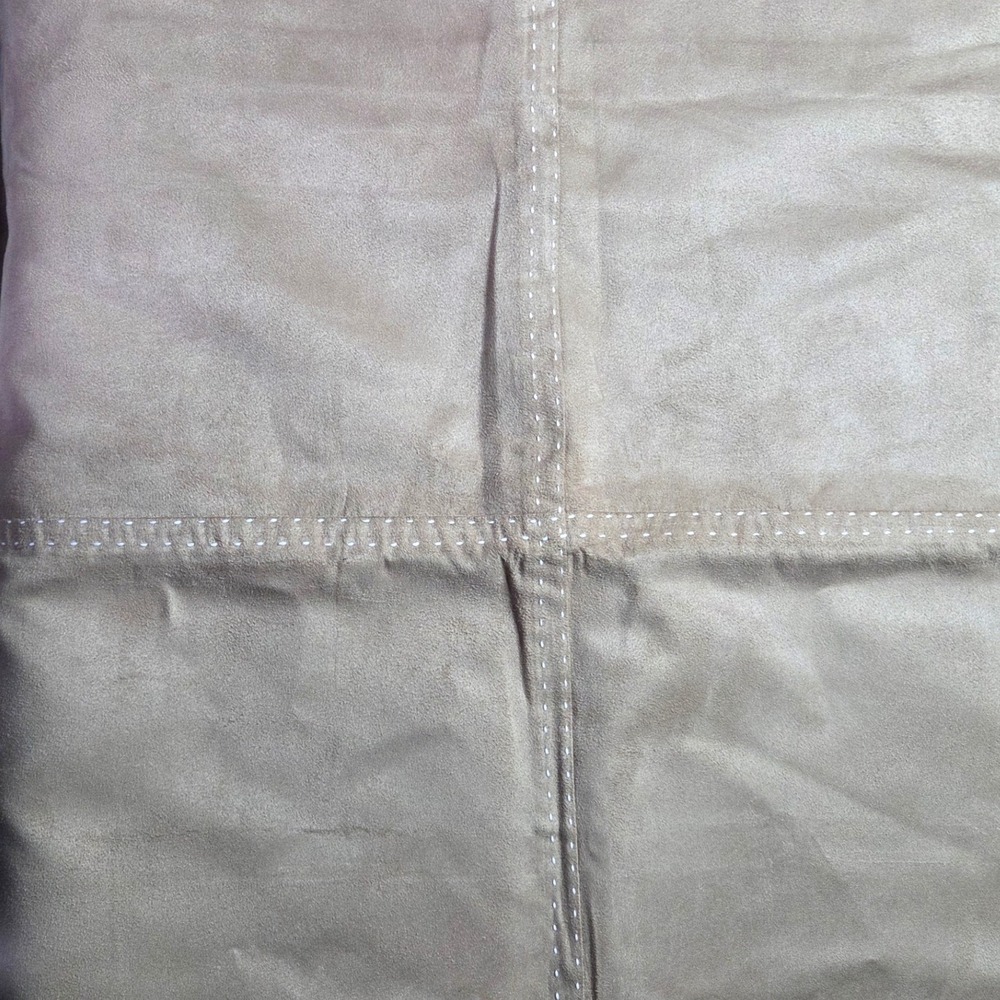 Pottery Barn Microfiber Faux Suede Tan Stitched Pillow Sham Zipper Closure‎